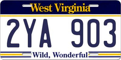 WV license plate 2YA903
