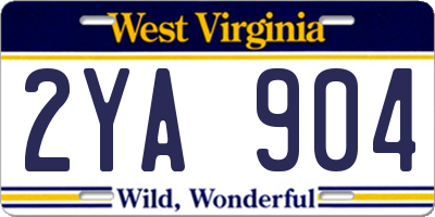 WV license plate 2YA904