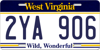 WV license plate 2YA906