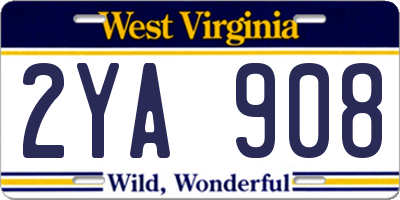 WV license plate 2YA908