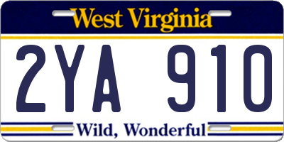 WV license plate 2YA910
