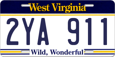 WV license plate 2YA911