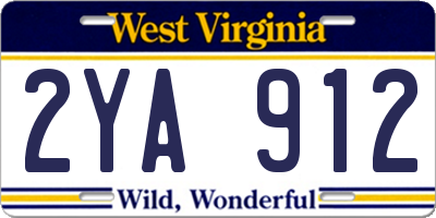 WV license plate 2YA912