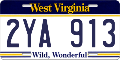 WV license plate 2YA913