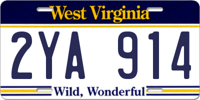 WV license plate 2YA914