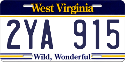 WV license plate 2YA915