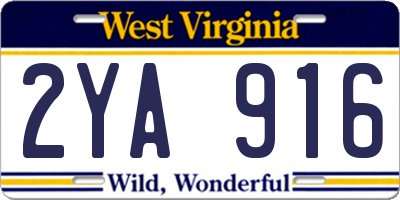WV license plate 2YA916