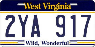 WV license plate 2YA917