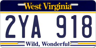 WV license plate 2YA918