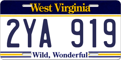 WV license plate 2YA919