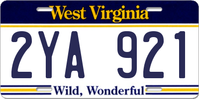 WV license plate 2YA921