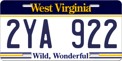 WV license plate 2YA922