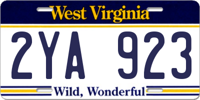 WV license plate 2YA923