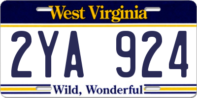 WV license plate 2YA924