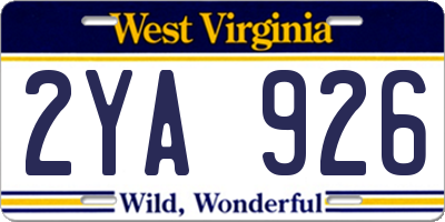 WV license plate 2YA926