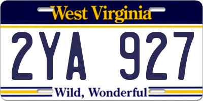 WV license plate 2YA927