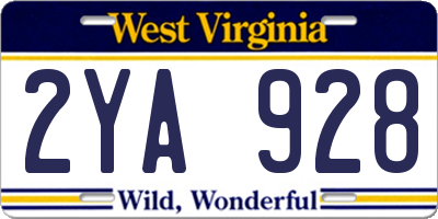 WV license plate 2YA928