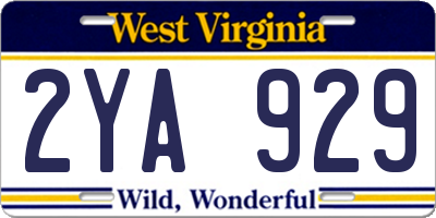 WV license plate 2YA929