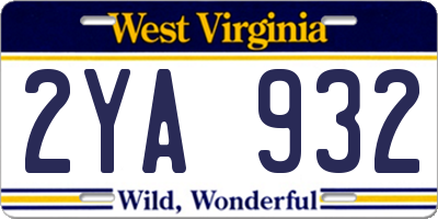 WV license plate 2YA932