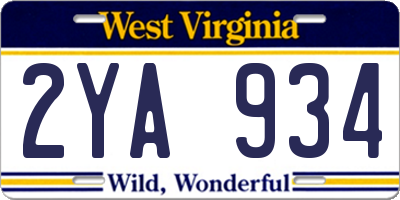 WV license plate 2YA934