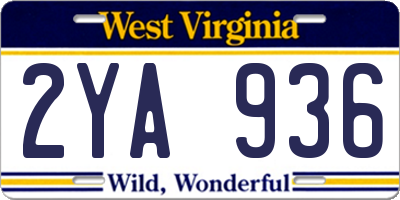 WV license plate 2YA936