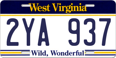 WV license plate 2YA937