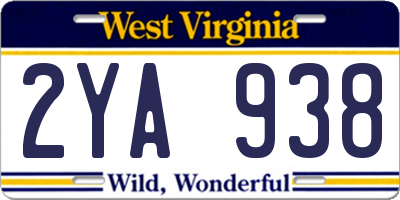 WV license plate 2YA938