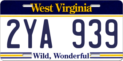 WV license plate 2YA939