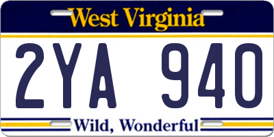 WV license plate 2YA940