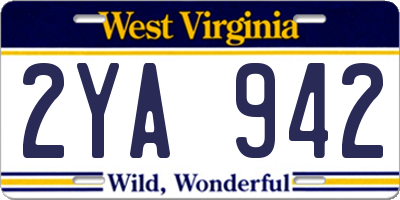 WV license plate 2YA942
