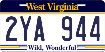 WV license plate 2YA944