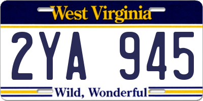 WV license plate 2YA945