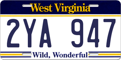 WV license plate 2YA947