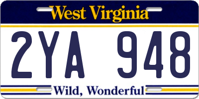 WV license plate 2YA948
