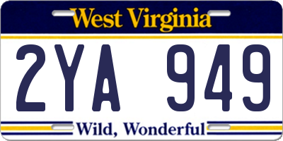 WV license plate 2YA949