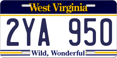 WV license plate 2YA950