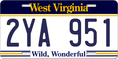 WV license plate 2YA951