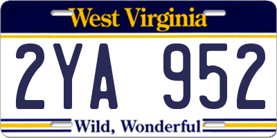 WV license plate 2YA952