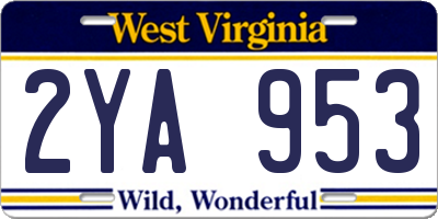 WV license plate 2YA953