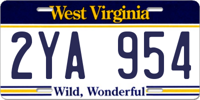 WV license plate 2YA954