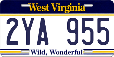 WV license plate 2YA955