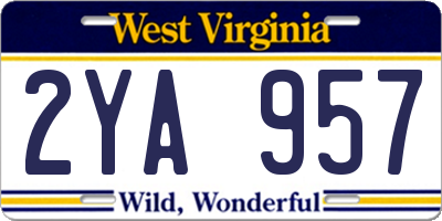 WV license plate 2YA957