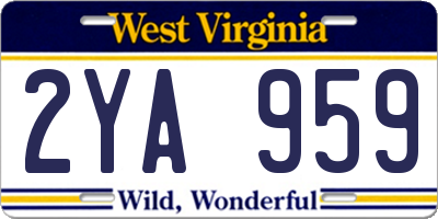 WV license plate 2YA959