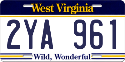 WV license plate 2YA961