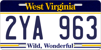 WV license plate 2YA963