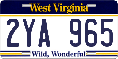 WV license plate 2YA965
