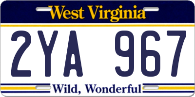 WV license plate 2YA967