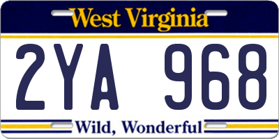 WV license plate 2YA968