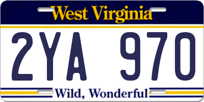 WV license plate 2YA970