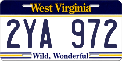 WV license plate 2YA972